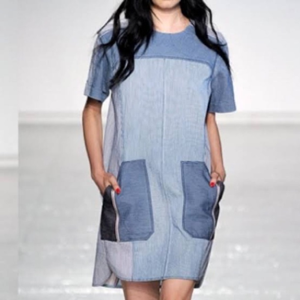 Rebecca Taylor 4 Railroad 2 Tone Denim Dress